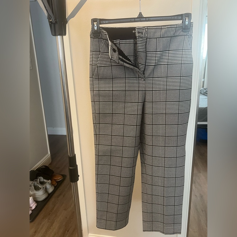 Express Black and White Checkered Dress Pants